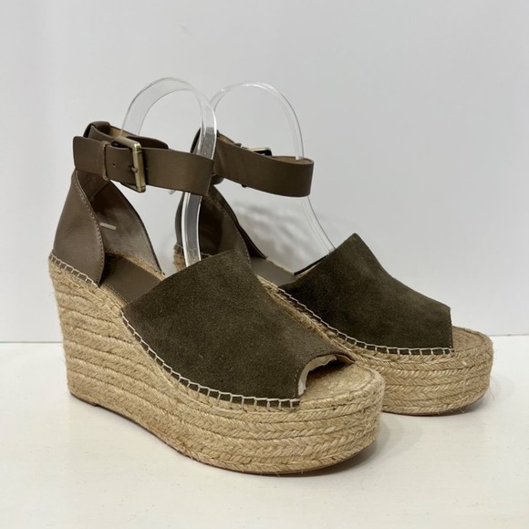 Marc Fisher Adalyn Espadrille Wedges Womens size 9.5M Taupe Leather Suede - Picture 4 of 10